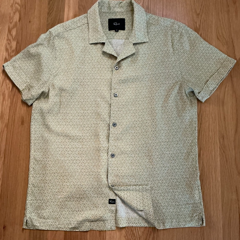 Rails Amalfi Shirt sz Medium Painted Tile Matcha Green‎ Linen Blend Short Sleeve
